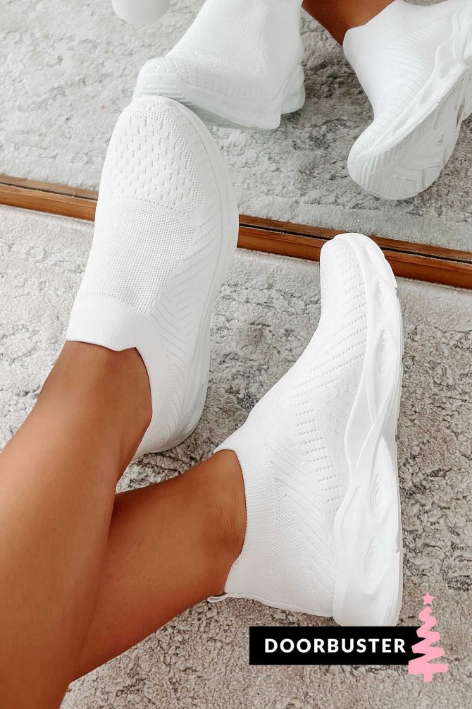 Doorbuster Walking Away Knit Sneakers (White) · NanaMacs