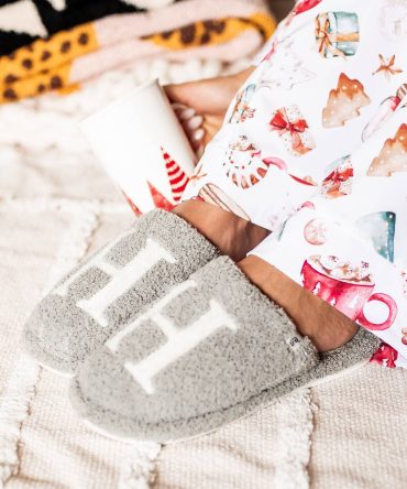 My Bedtime Glam Fuzzy "H" Slippers (Grey) · NanaMacs