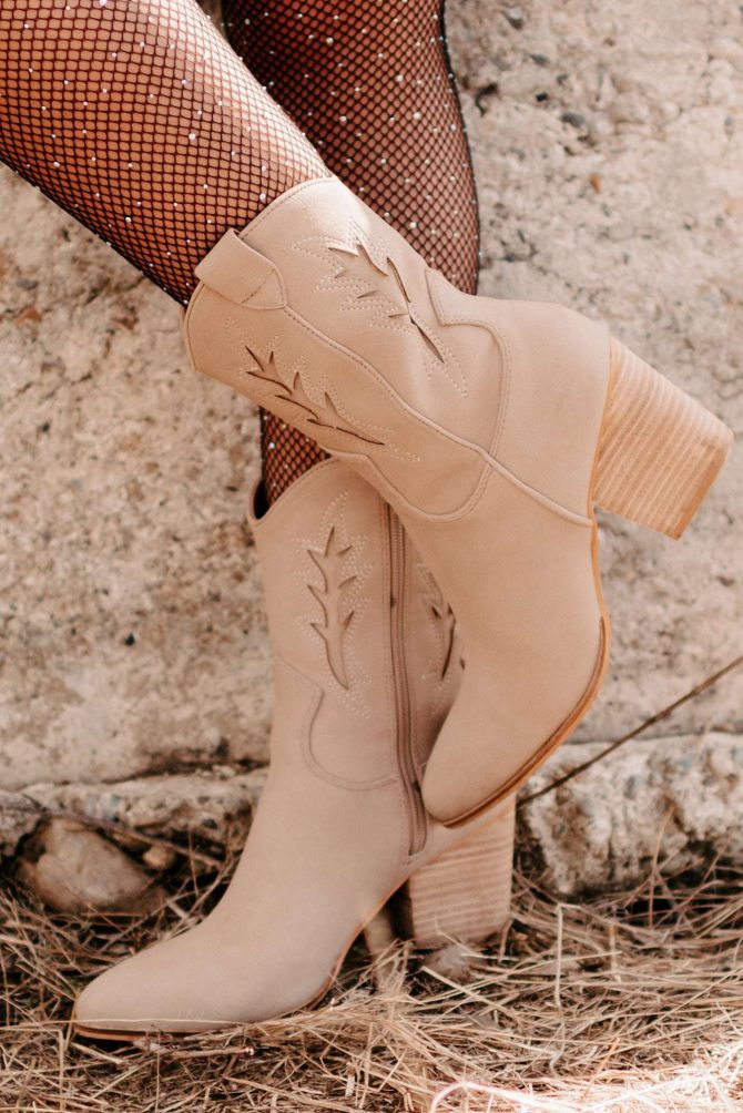 Don't Want Any Trouble Mid-Calf Western Booties (Taupe) · NanaMacs
