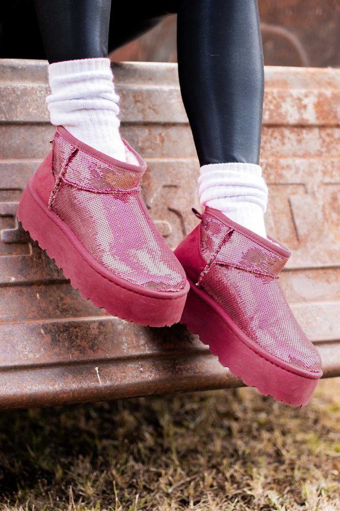 It's Been Real Sequin Platform Booties (Pink) · NanaMacs