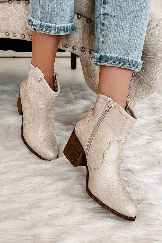 Deceiving Looks Chinese Laundry Faux Leather Booties (Metalic Natural) · NanaMacs - Image 2
