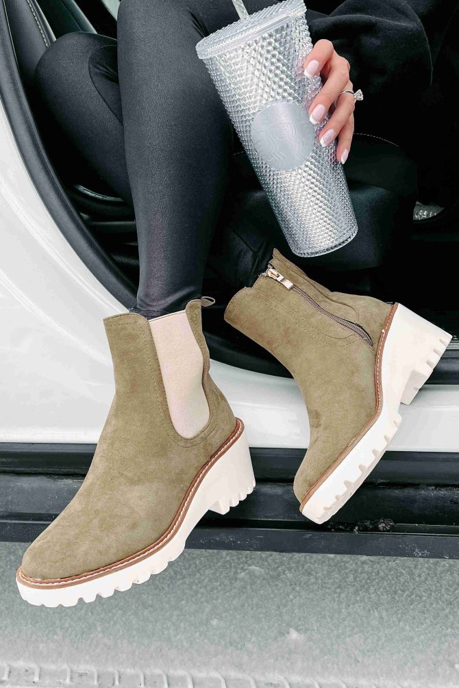 Easily Empowered Faux Suede Booties (Olive) · NanaMacs - Image 3