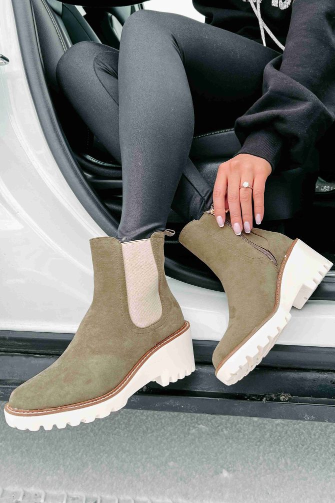 Easily Empowered Faux Suede Booties (Olive) · NanaMacs - Image 2