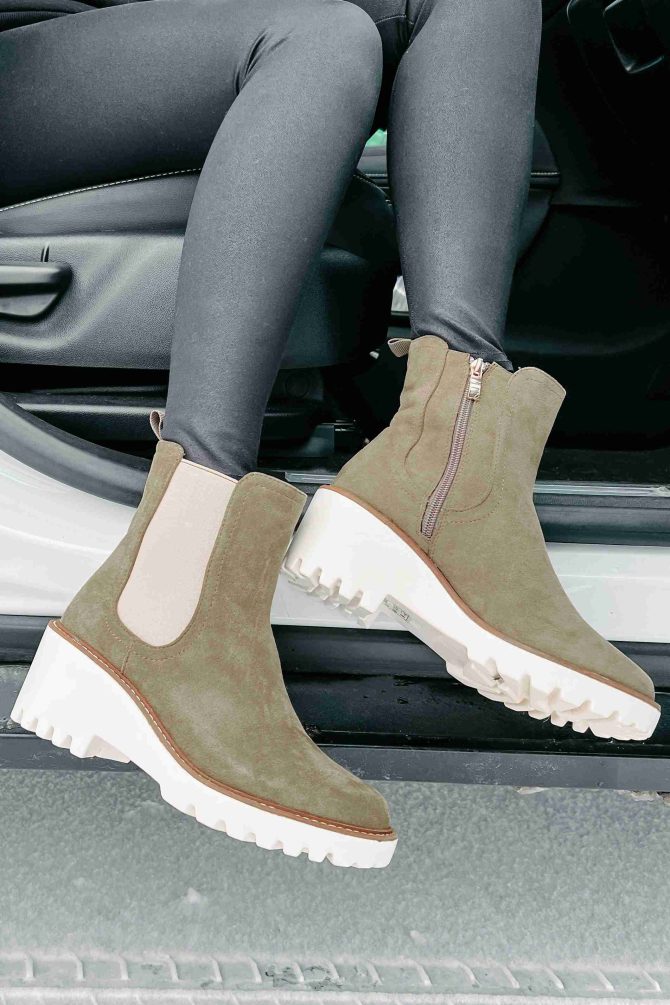 Easily Empowered Faux Suede Booties (Olive) · NanaMacs