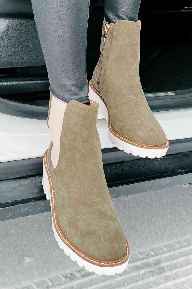 Easily Empowered Faux Suede Booties (Olive) · NanaMacs - Image 4