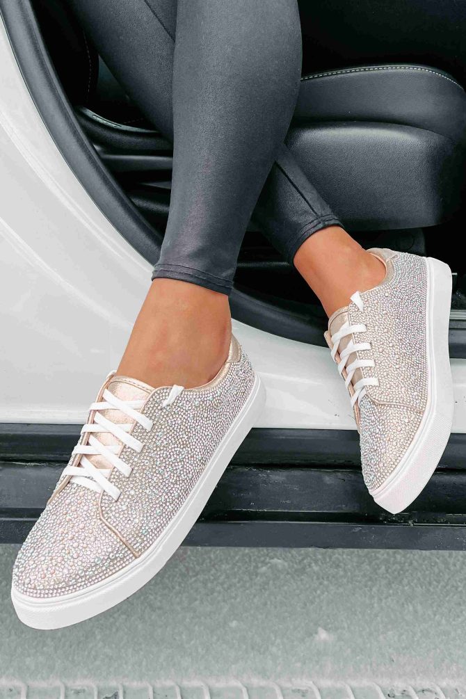 Dazzling Days Rhinestone Sneakers (Nude) · NanaMacs - Image 4