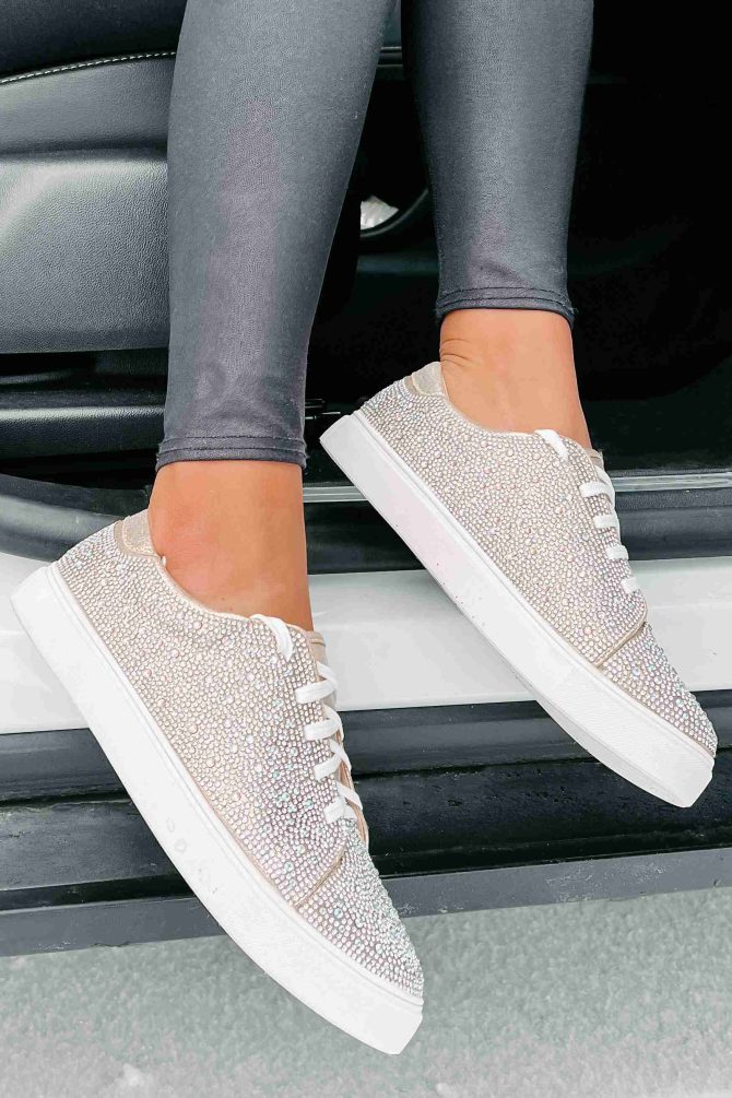 Dazzling Days Rhinestone Sneakers (Nude) · NanaMacs - Image 3