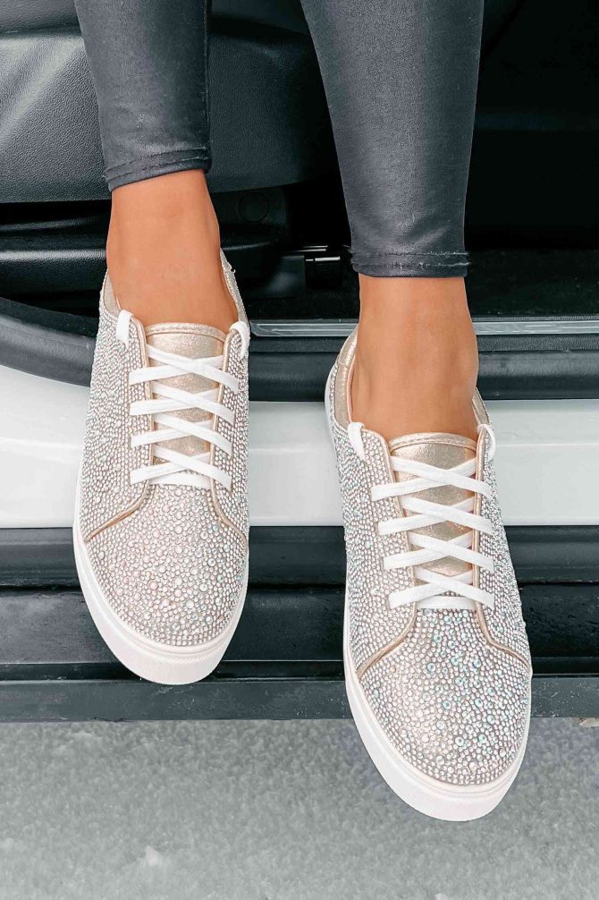 Dazzling Days Rhinestone Sneakers (Nude) · NanaMacs - Image 2