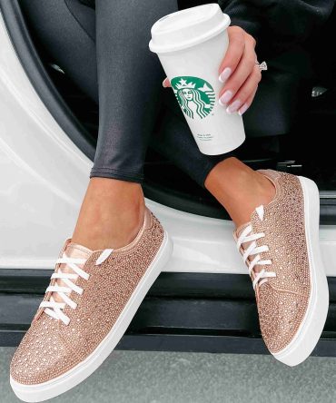 Dazzling Days Rhinestone Sneakers (Rose Gold) · NanaMacs