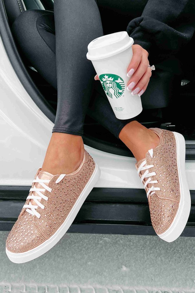 Dazzling Days Rhinestone Sneakers (Rose Gold) · NanaMacs