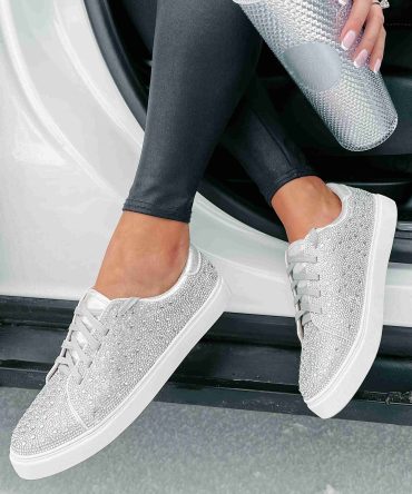 Dazzling Days Rhinestone Sneakers (Silver) · NanaMacs