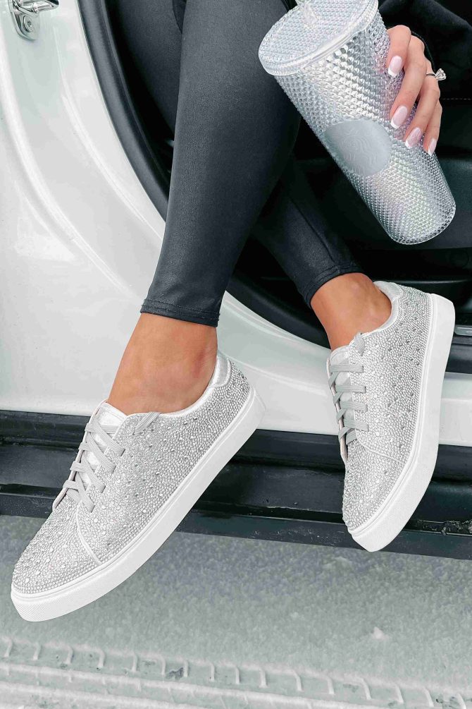 Dazzling Days Rhinestone Sneakers (Silver) · NanaMacs