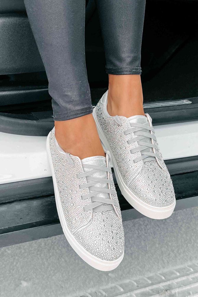 Dazzling Days Rhinestone Sneakers (Silver) · NanaMacs - Image 2
