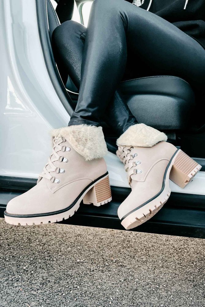 Whispering Pines Faux Fur Lug Sole Booties (Stone) · NanaMacs - Image 4