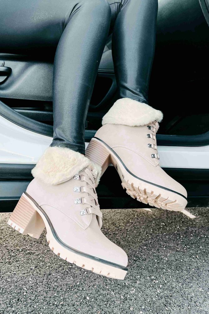 Whispering Pines Faux Fur Lug Sole Booties (Stone) · NanaMacs - Image 3