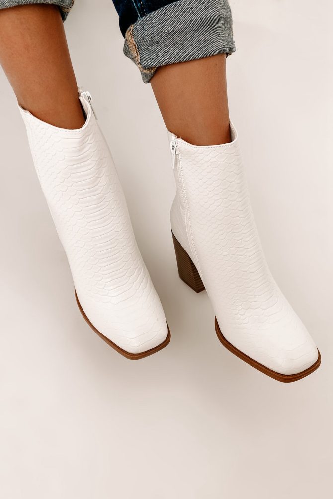 Making It Big Square Toe Faux Croc Booties (White) · NanaMacs - Image 3