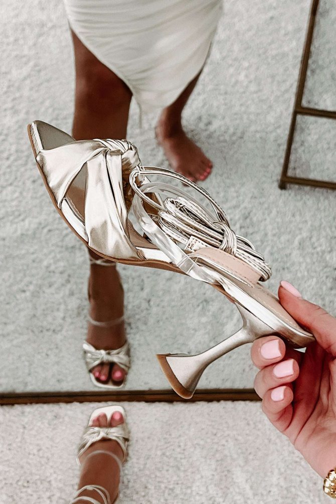 Forever Glamorous Knotted Metallic Wrap Heels (Gold) · NanaMacs - Image 3