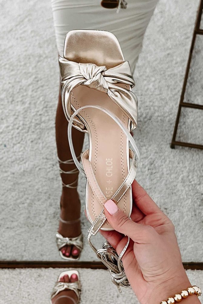 Forever Glamorous Knotted Metallic Wrap Heels (Gold) · NanaMacs - Image 2