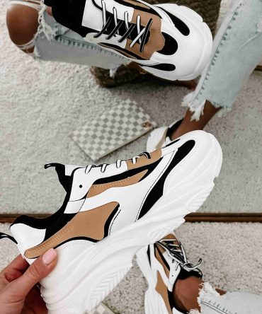 Trend Tracker Chunky Dad Sneakers (Black/White/Tan) · NanaMacs
