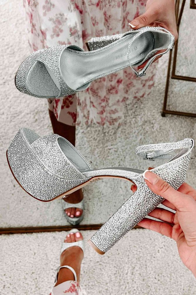 Faize Billini Rhinestone Platform Heels (Silver) · NanaMacs