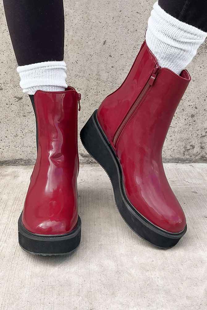 Doorbuster Tanner Patent Leather Platform Chelsea Boots (Wine Patent) · NanaMacs - Image 3