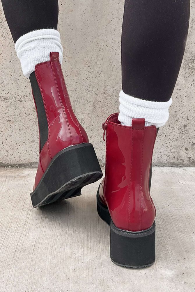 Doorbuster Tanner Patent Leather Platform Chelsea Boots (Wine Patent) · NanaMacs - Image 4