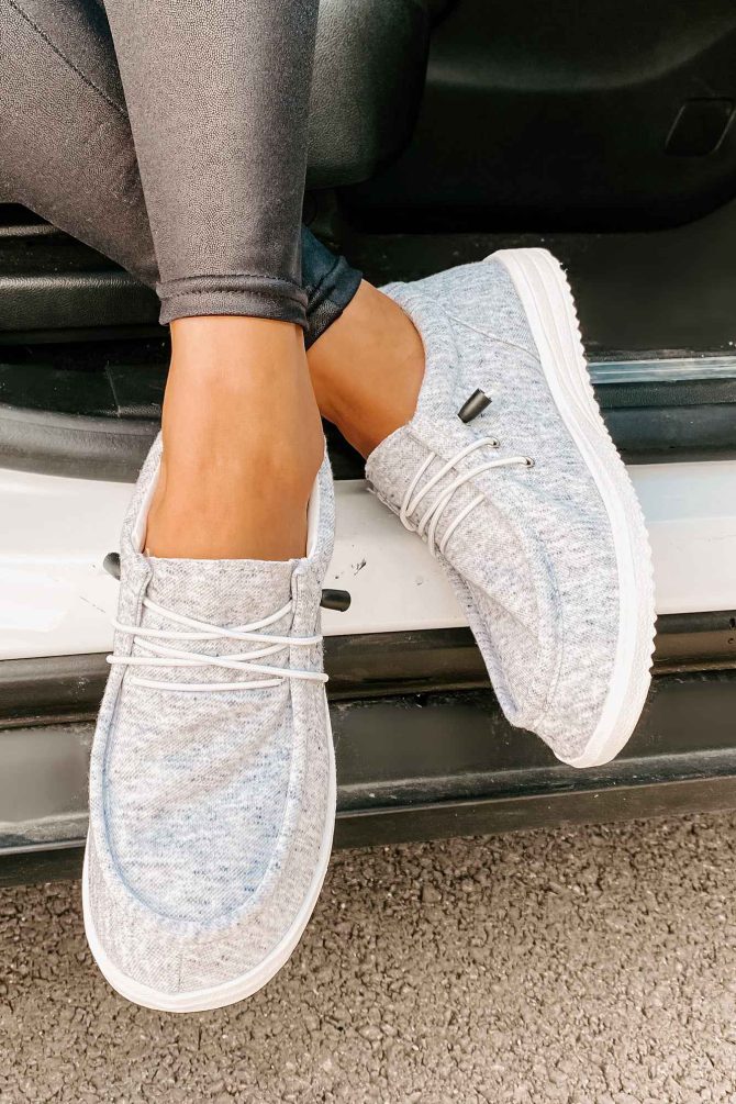 Routine Check Canvas Slip-On Sneakers (Light Grey) · NanaMacs