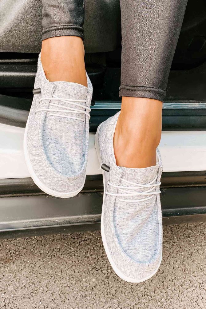 Routine Check Canvas Slip-On Sneakers (Light Grey) · NanaMacs - Image 3