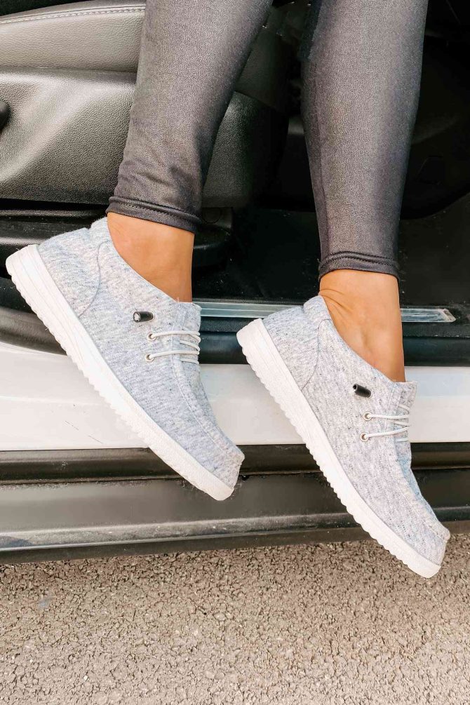 Routine Check Canvas Slip-On Sneakers (Light Grey) · NanaMacs - Image 2