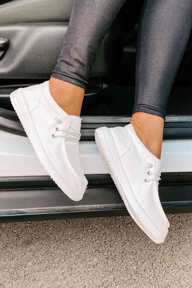 Routine Check Canvas Slip-On Sneakers (White) · NanaMacs - Image 2