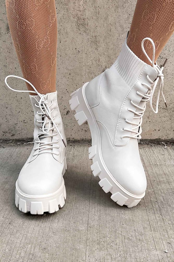 Doorbuster On Your Six Flyknit Lace-Up Combat Boot (Off White) · NanaMacs - Image 4