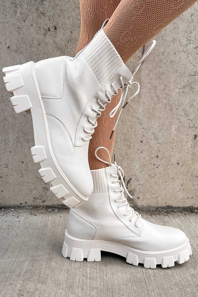 Doorbuster On Your Six Flyknit Lace-Up Combat Boot (Off White) · NanaMacs - Image 2