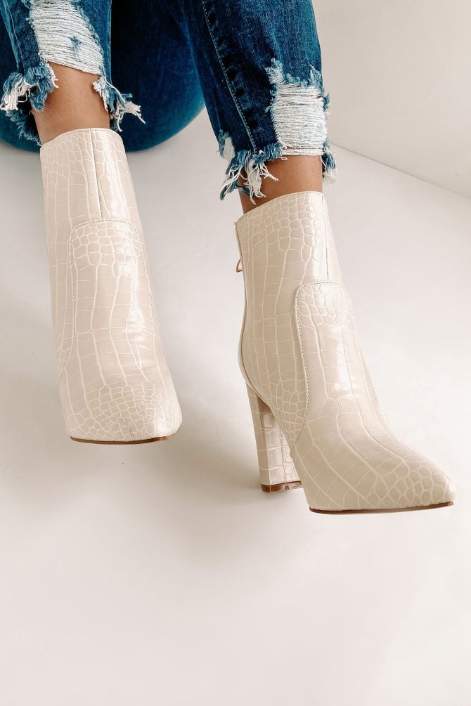 Keeping It Up Faux Croc Booties (Whipped Cream) · NanaMacs - Image 3