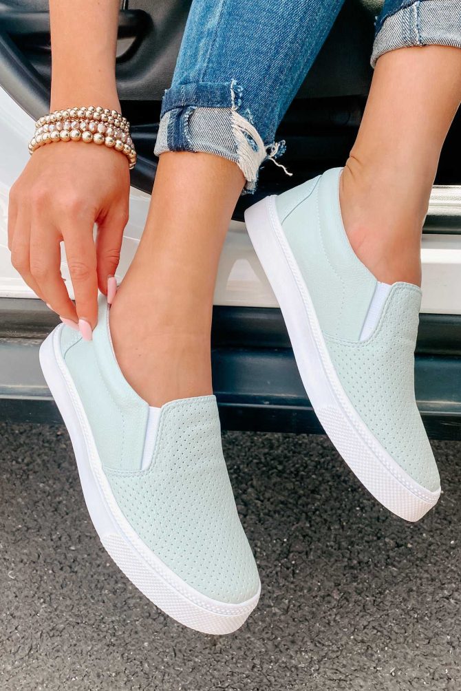 Tammy Perforated Slip-On Sneakers (Mint) · NanaMacs - Image 2