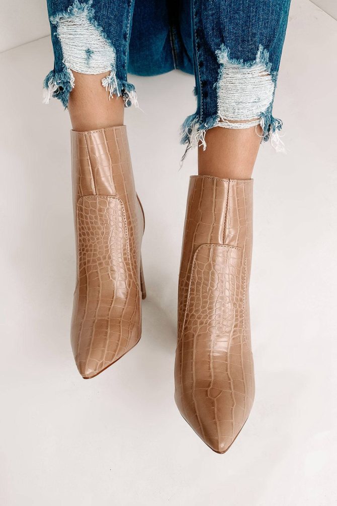 Keeping It Up Faux Croc Booties (Nude Croc) · NanaMacs - Image 4