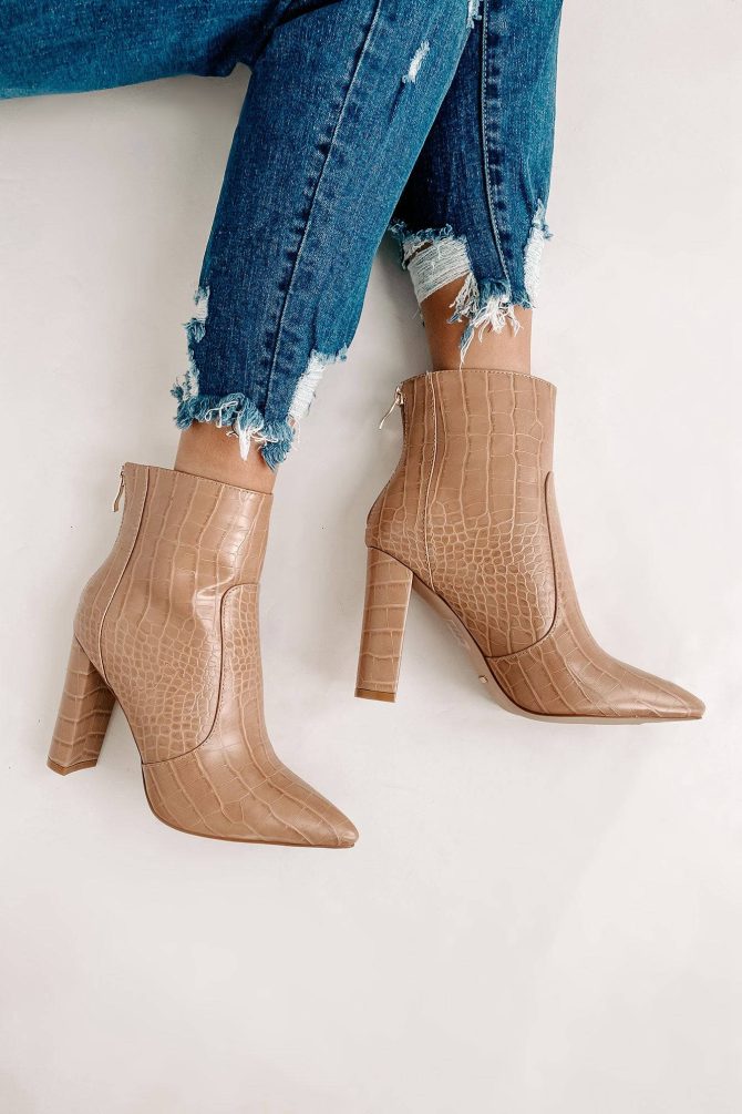Keeping It Up Faux Croc Booties (Nude Croc) · NanaMacs - Image 2