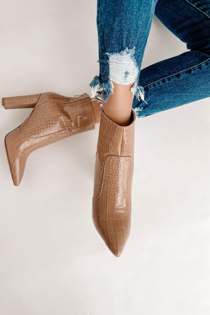 Keeping It Up Faux Croc Booties (Nude Croc) · NanaMacs - Image 3