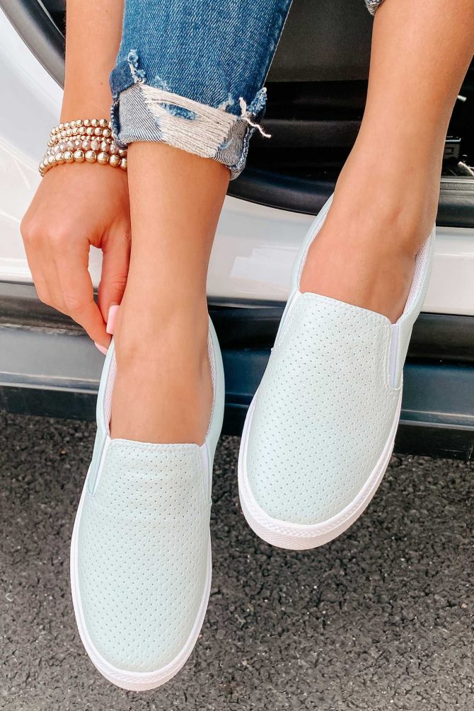 Tammy Perforated Slip-On Sneakers (Mint) · NanaMacs - Image 3