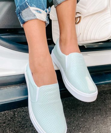 Tammy Perforated Slip-On Sneakers (Mint) · NanaMacs