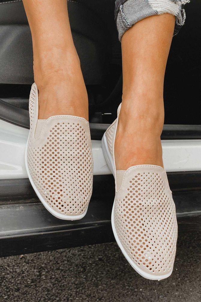 Phyllis Chinese Laundry Perforated Slip-On Sneaker (Beige) · NanaMacs - Image 4