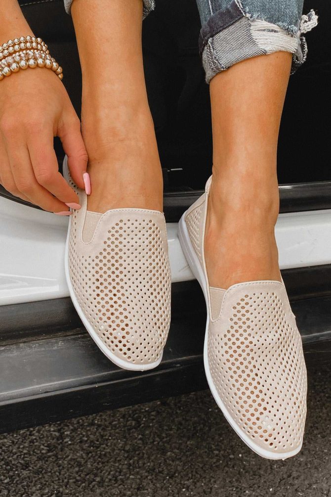 Phyllis Chinese Laundry Perforated Slip-On Sneaker (Beige) · NanaMacs - Image 2