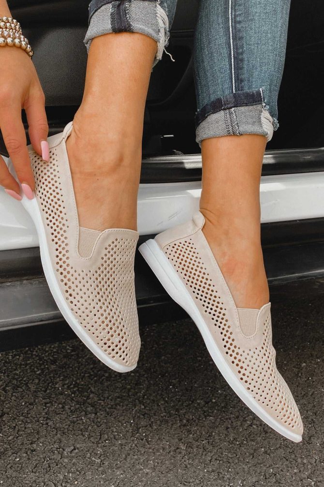 Phyllis Chinese Laundry Perforated Slip-On Sneaker (Beige) · NanaMacs - Image 3