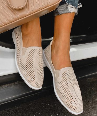 Phyllis Chinese Laundry Perforated Slip-On Sneaker (Beige) · NanaMacs