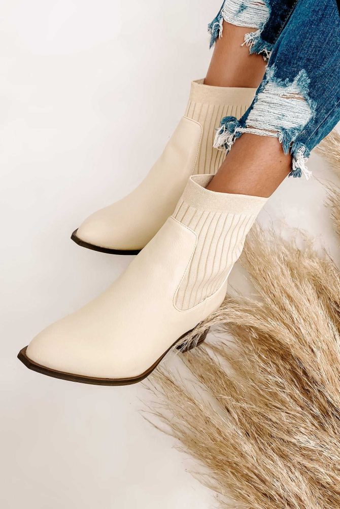 Katja Knit Ankle Booties (Beige) · NanaMacs - Image 4