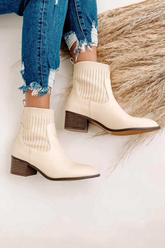 Katja Knit Ankle Booties (Beige) · NanaMacs - Image 3