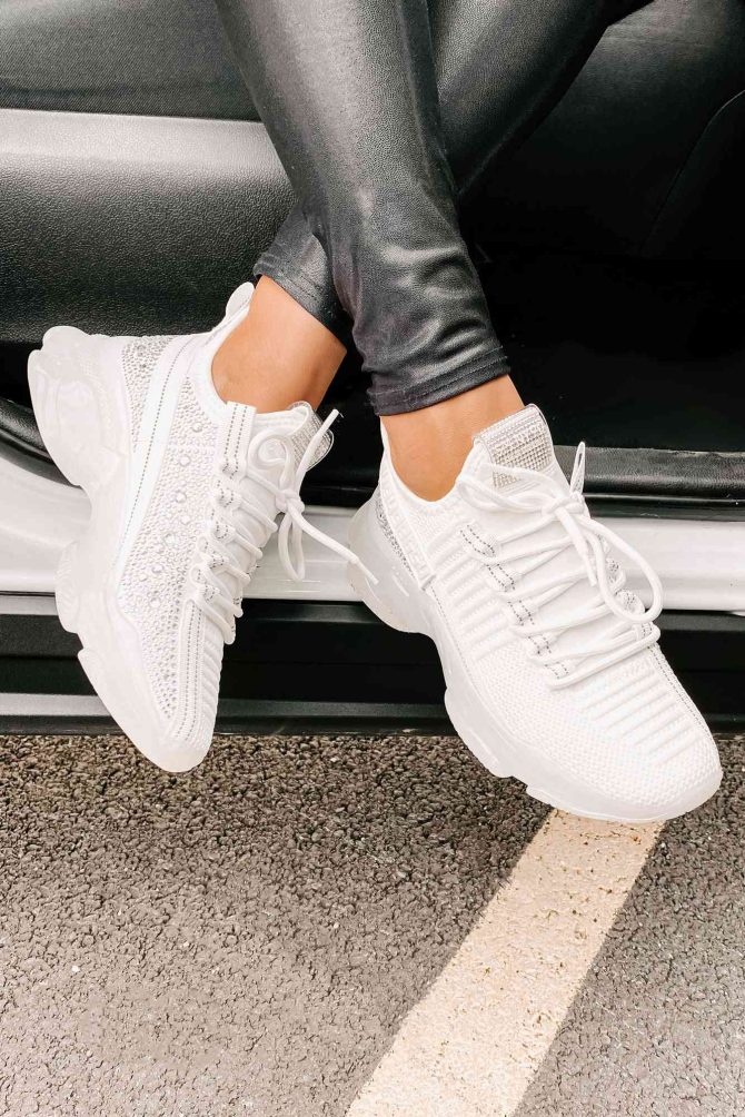 Raise The Bar Steve Madden Chunky Rhinestone Sneakers (White Multi) · NanaMacs - Image 2