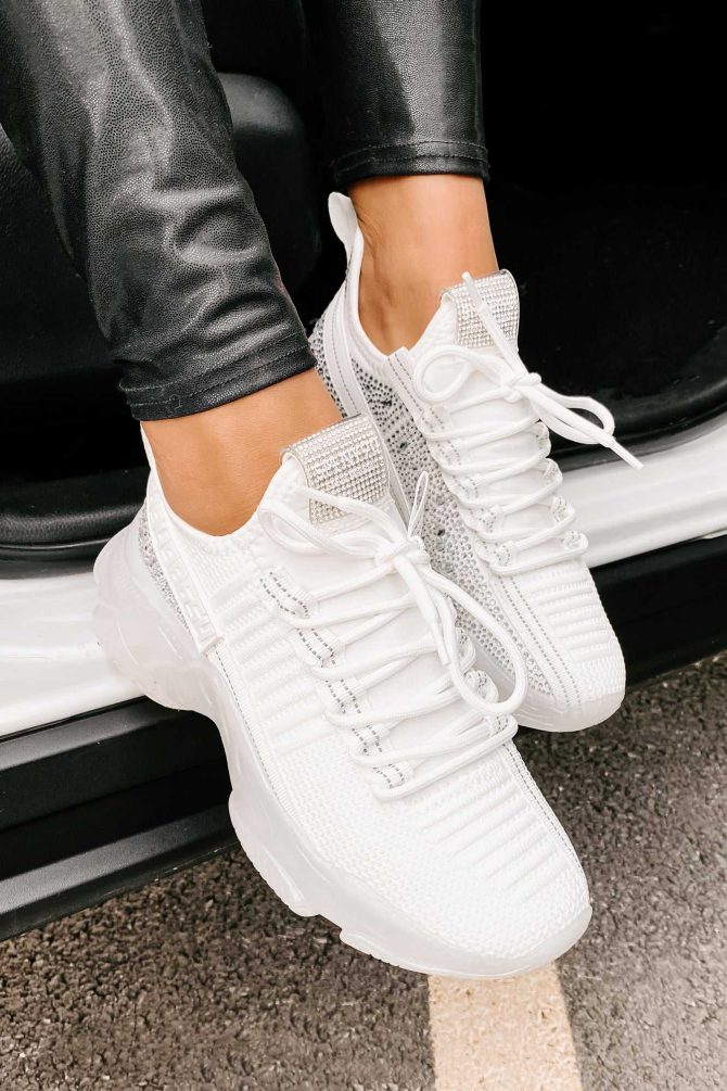 Raise The Bar Steve Madden Chunky Rhinestone Sneakers (White Multi) · NanaMacs - Image 4