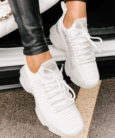 Raise The Bar Steve Madden Chunky Rhinestone Sneakers (White Multi) · NanaMacs
