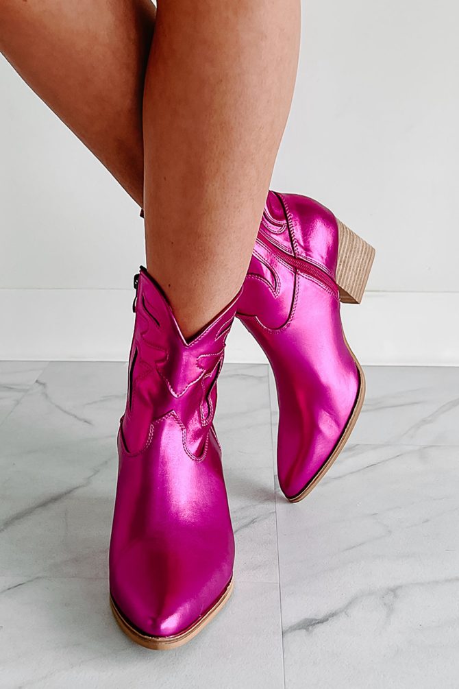 Dirt Road Diva Metallic Western Booties (Fuchsia) · NanaMacs - Image 4