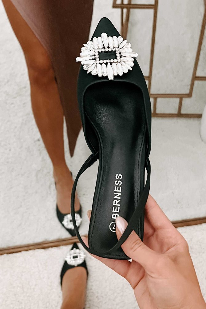 Taste Of Success Satin Slingback Kitten Heels (Black) · NanaMacs - Image 2